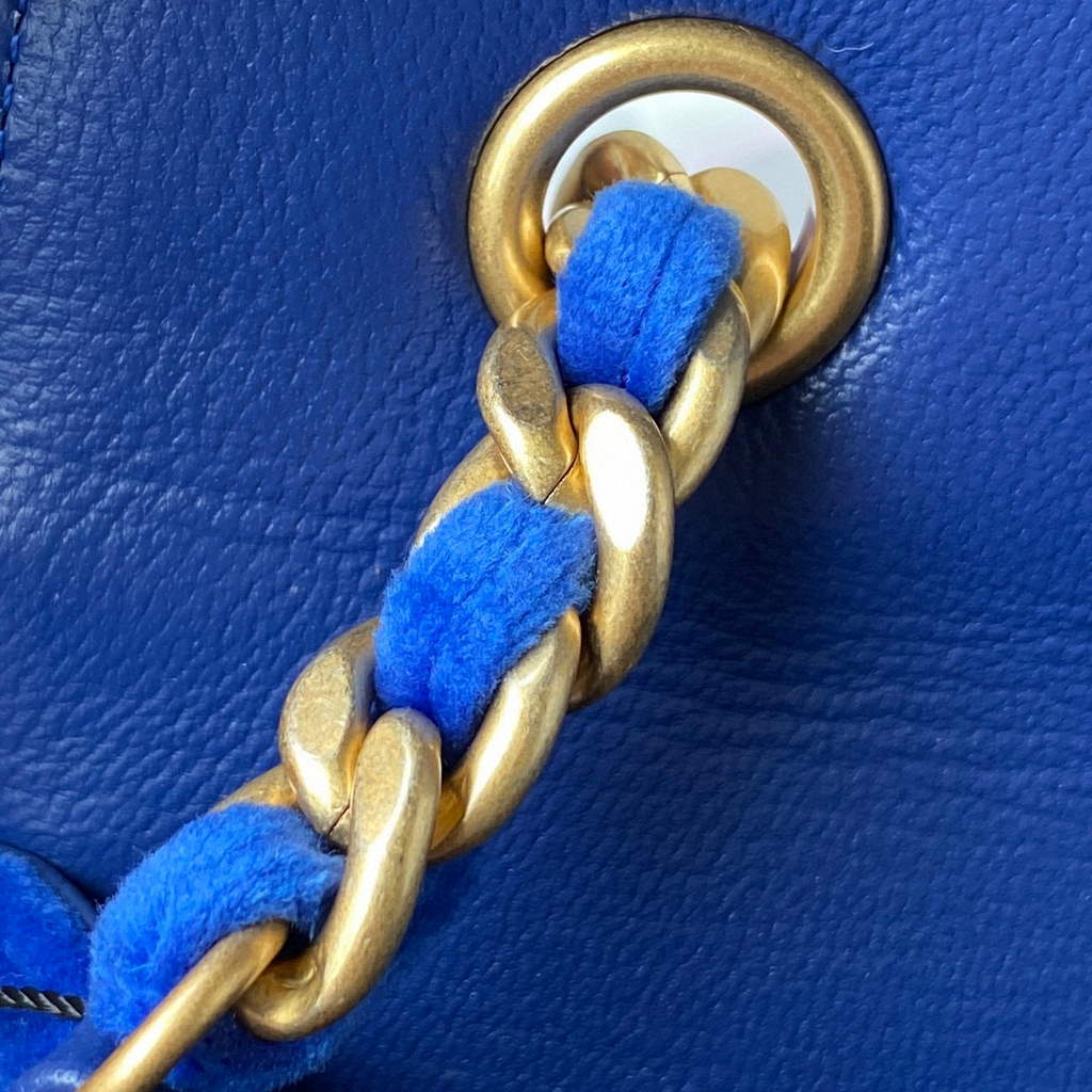 Chanel AS2597 Mini Flap Bag Velvet & Gold Tone Metal Blue