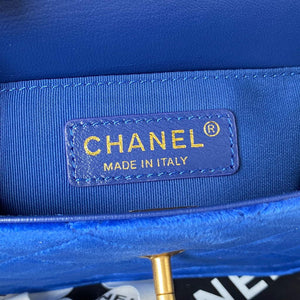 Chanel AS2597 Mini Flap Bag Velvet & Gold Tone Metal Blue - Default Title - View 8