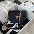 Chanel AS2597 Mini Flap Bag Velvet & Gold Tone Metal Black