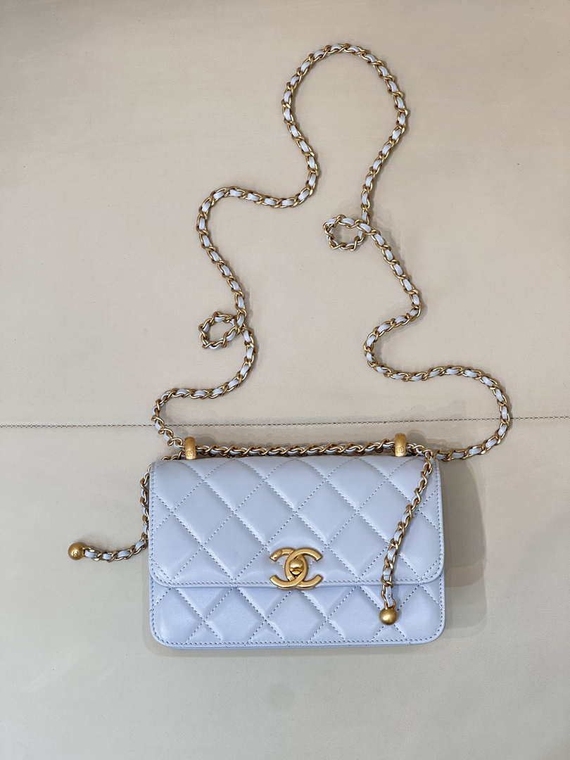 Chanel AS2615 Woc Wallet on Chain Calfskin Bag Light Blue