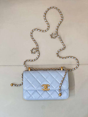 Chanel AS2615 Woc Wallet on Chain Calfskin Bag Light Blue - Default Title - View 1