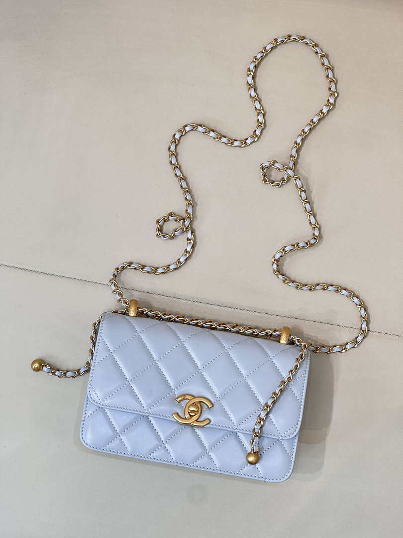 Chanel AS2615 Woc Wallet on Chain Calfskin Bag Light Blue