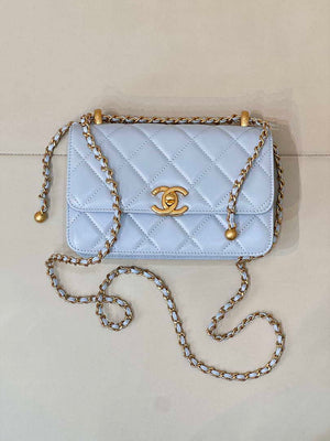 Chanel AS2615 Woc Wallet on Chain Calfskin Bag Light Blue - Default Title - View 3