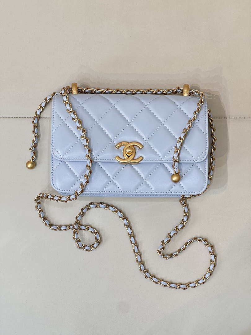 Chanel AS2615 Woc Wallet on Chain Calfskin Bag Light Blue