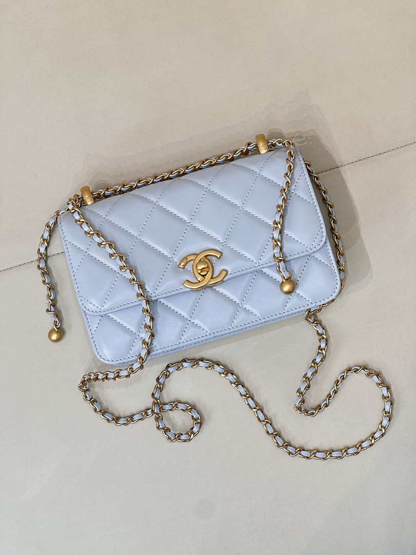 Chanel AS2615 Woc Wallet on Chain Calfskin Bag Light Blue - Default Title - View 4