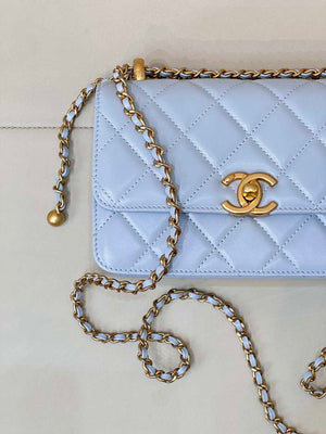 Chanel AS2615 Woc Wallet on Chain Calfskin Bag Light Blue - Default Title - View 5