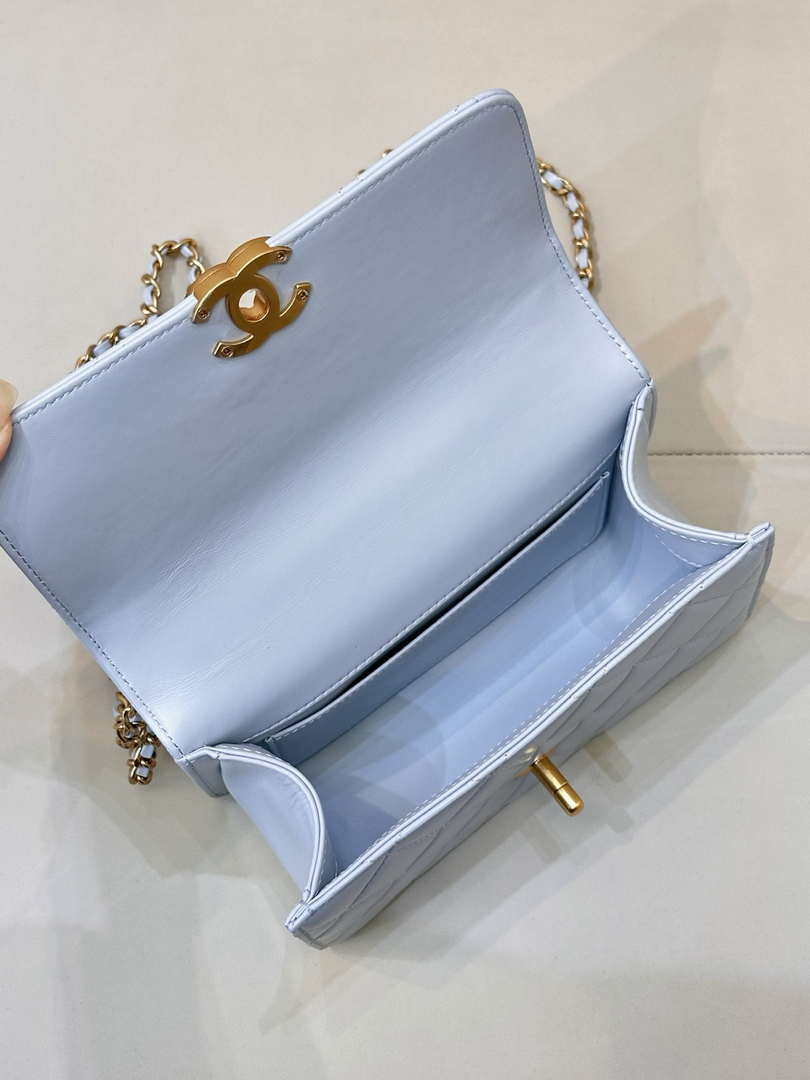 Chanel AS2615 Woc Wallet on Chain Calfskin Bag Light Blue