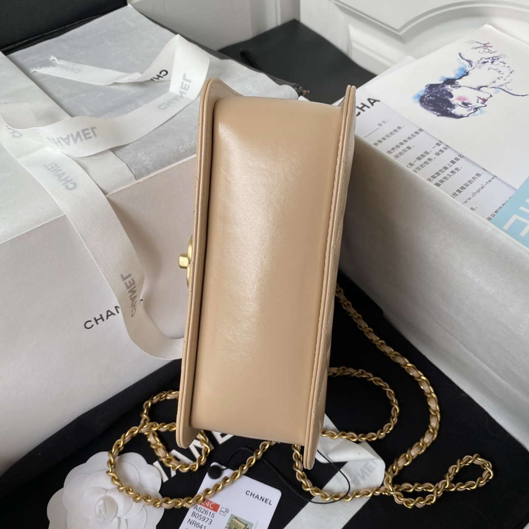 Chanel AS2615 Woc Wallet on Chain with Gold Charm Mini Vintage Calfskin Bag Apricot - Default Title - View 5