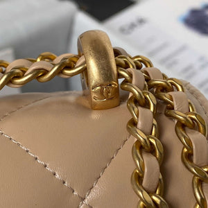 Chanel AS2615 Woc Wallet on Chain with Gold Charm Mini Vintage Calfskin Bag Apricot - Default Title - View 6