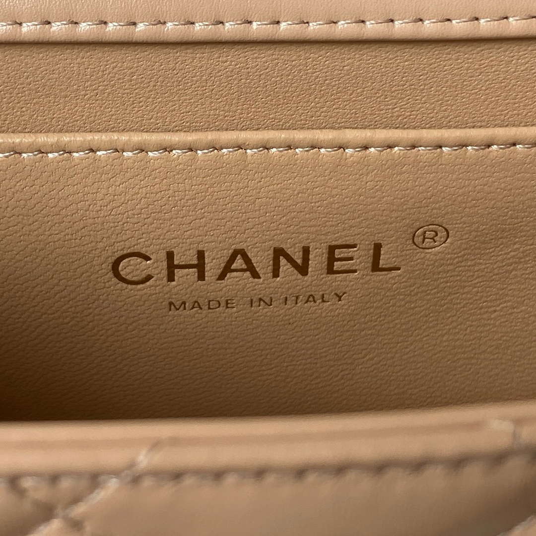 Chanel AS2615 Woc Wallet on Chain with Gold Charm Mini Vintage Calfskin Bag Apricot