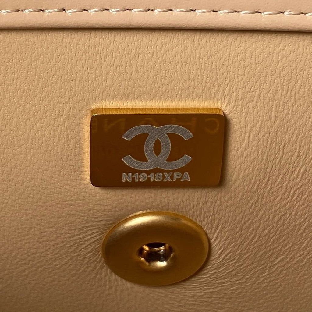 Chanel AS2615 Woc Wallet on Chain with Gold Charm Mini Vintage Calfskin Bag Apricot