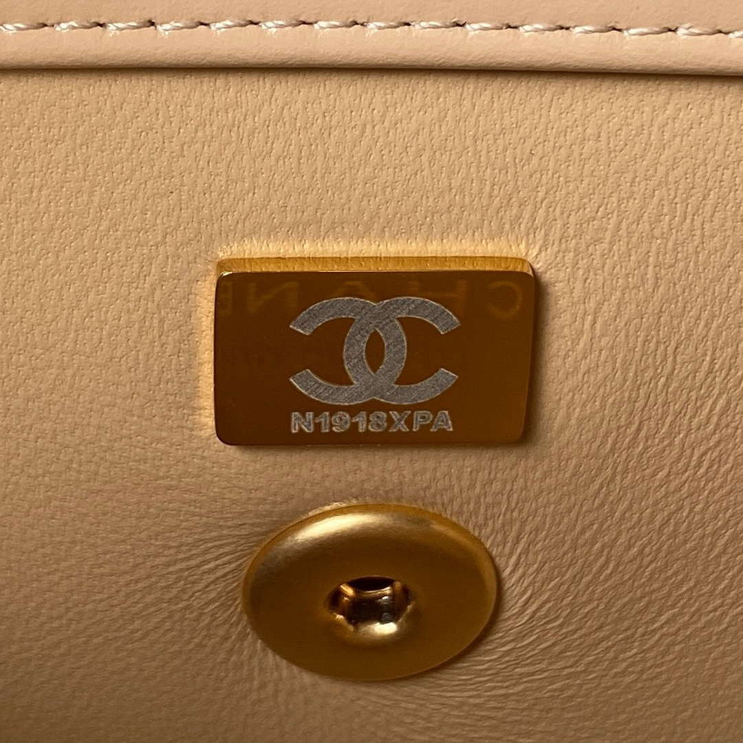 Chanel AS2615 Woc Wallet on Chain with Gold Charm Mini Vintage Calfskin Bag Apricot - Default Title - View 9