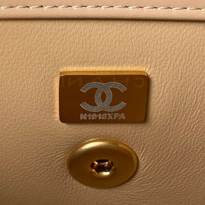 Chanel AS2615 Woc Wallet on Chain with Gold Charm Mini Vintage Calfskin Bag Apricot - Default Title - View 9