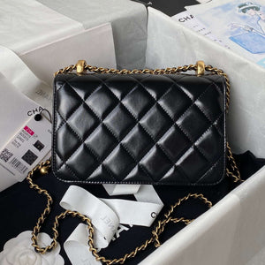 Chanel AS2615 Woc Wallet on Chain with Gold Charm Mini Vintage Calfskin Bag Black - Default Title - View 2