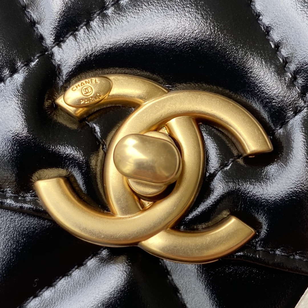 Chanel AS2615 Woc Wallet on Chain with Gold Charm Mini Vintage Calfskin Bag Black - Default Title - View 3