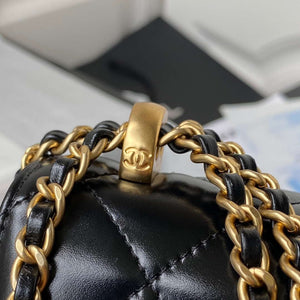 Chanel AS2615 Woc Wallet on Chain with Gold Charm Mini Vintage Calfskin Bag Black - Default Title - View 5