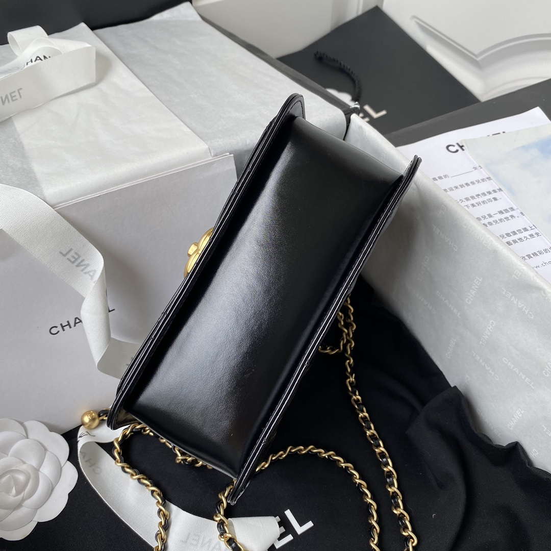 Chanel AS2615 Woc Wallet on Chain with Gold Charm Mini Vintage Calfskin Bag Black - Default Title - View 7
