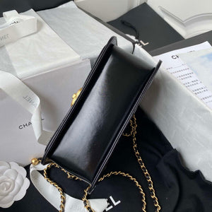 Chanel AS2615 Woc Wallet on Chain with Gold Charm Mini Vintage Calfskin Bag Black - Default Title - View 7