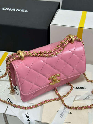 Chanel AS2615 Woc Wallet on Chain with Gold Charm Mini Vintage Calfskin Bag Pink - Default Title - View 4