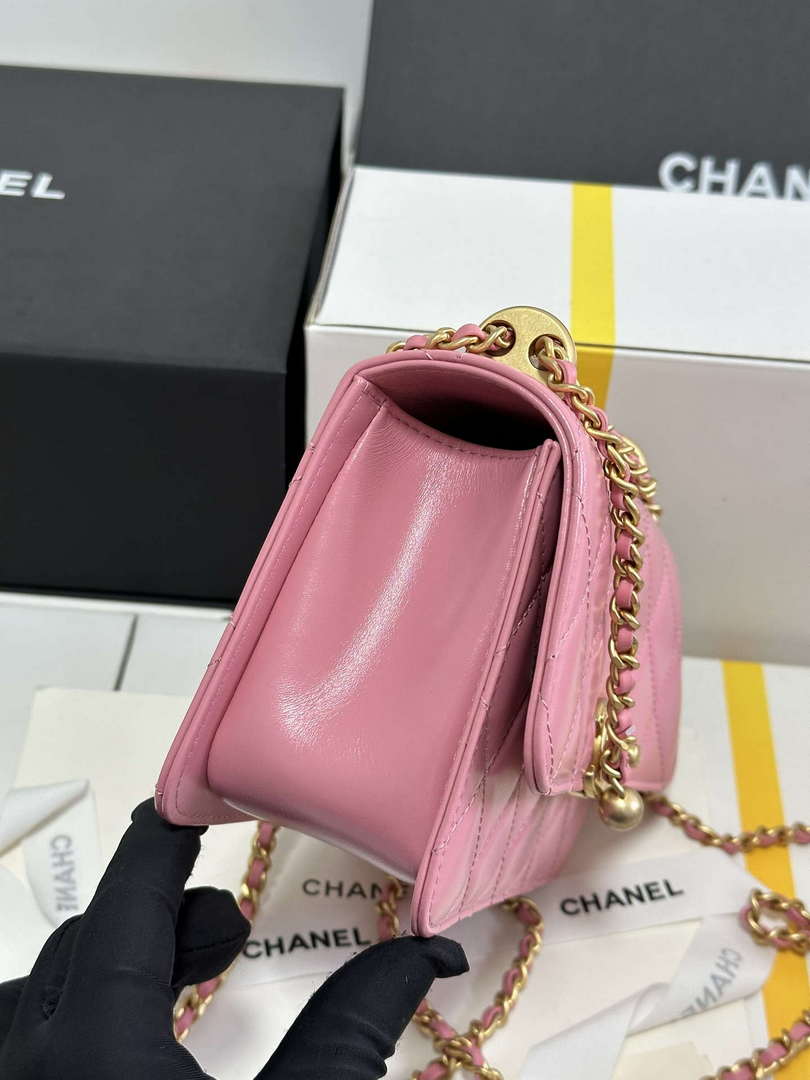 Chanel AS2615 Woc Wallet on Chain with Gold Charm Mini Vintage Calfskin Bag Pink