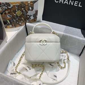 Chanel AS2630 Small Vanity Case Lambskin gold-tone metal White - Default Title - View 1