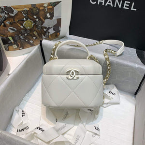 Chanel AS2630 Small Vanity Case Lambskin gold-tone metal White - Default Title - View 5