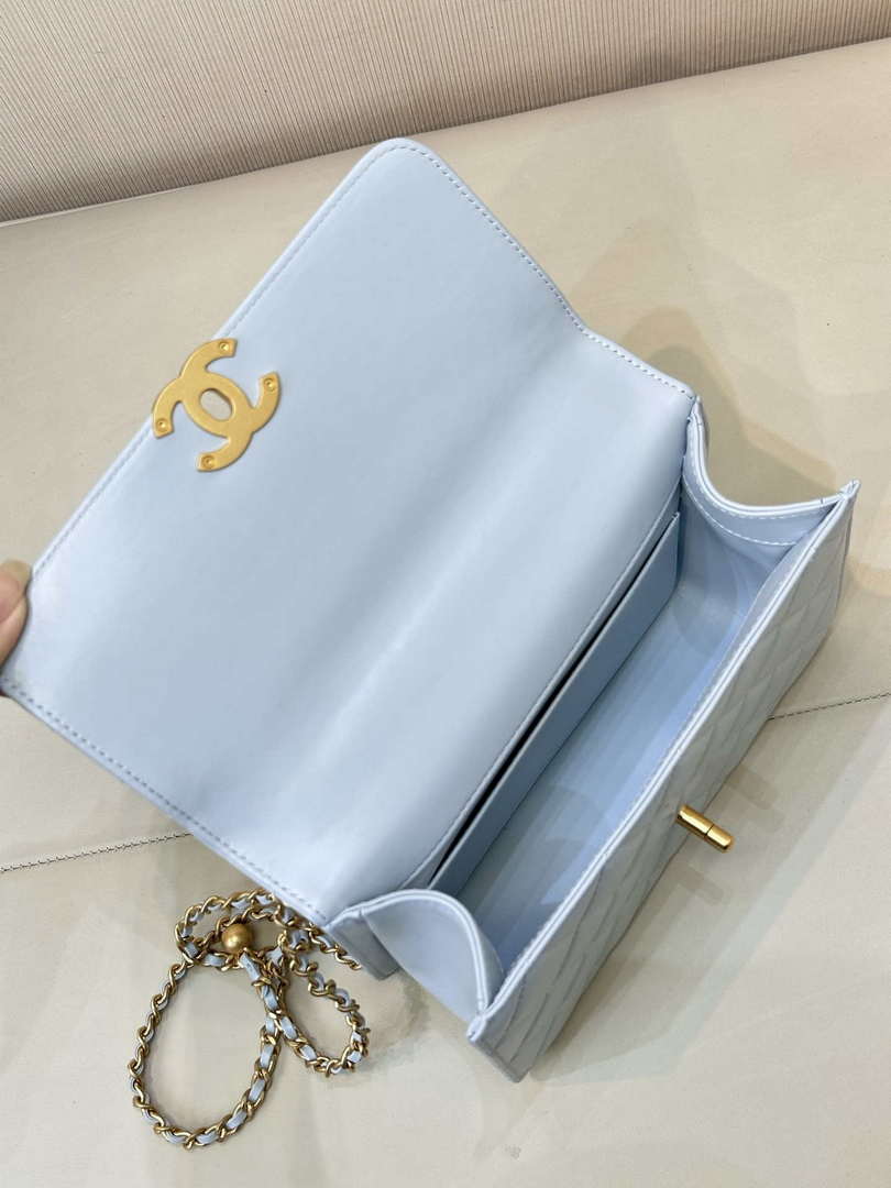 Chanel AS2649 Woc Wallet on Chain Calfskin Bag Blue