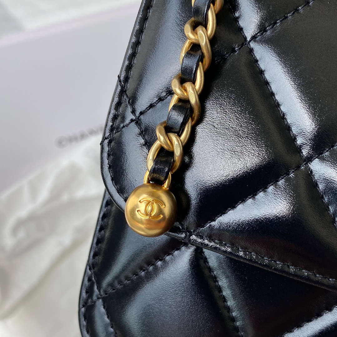 Chanel AS2649 Woc Wallet on Chain with Gold Charm Small Vintage Calfskin Bag Black - Default Title - View 4