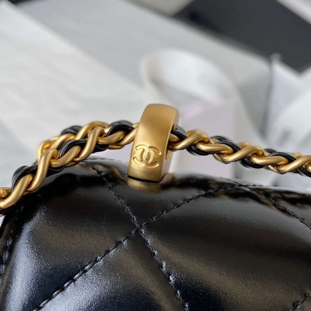 Chanel AS2649 Woc Wallet on Chain with Gold Charm Small Vintage Calfskin Bag Black - Default Title - View 5