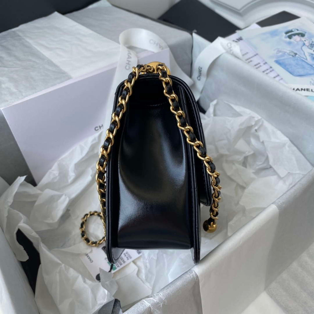 Chanel AS2649 Woc Wallet on Chain with Gold Charm Small Vintage Calfskin Bag Black