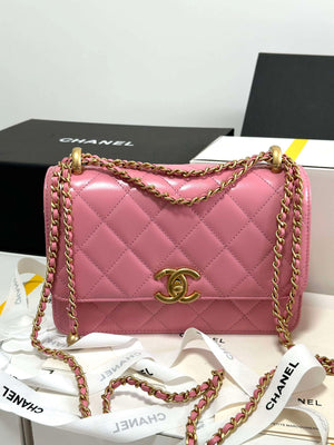 Chanel AS2649 Woc Wallet on Chain with Gold Charm Small Vintage Calfskin Bag Pink - Default Title - View 1