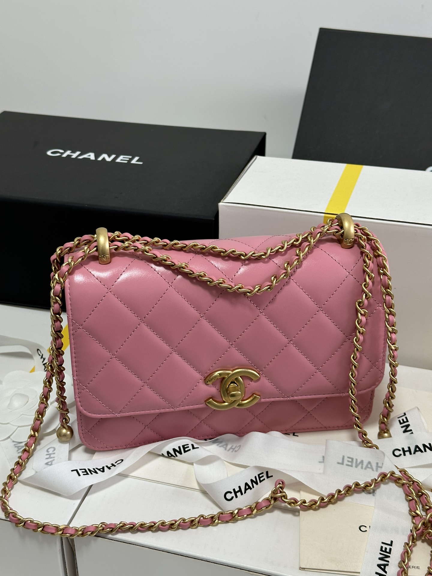 Chanel AS2649 Woc Wallet on Chain with Gold Charm Small Vintage Calfskin Bag Pink