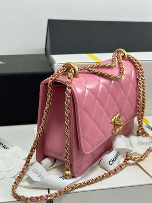 Chanel AS2649 Woc Wallet on Chain with Gold Charm Small Vintage Calfskin Bag Pink - Default Title - View 5