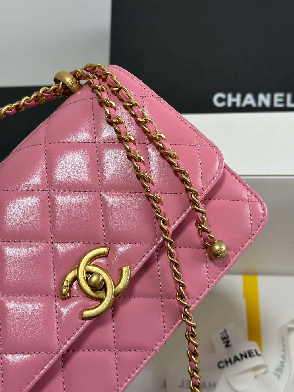 Chanel AS2649 Woc Wallet on Chain with Gold Charm Small Vintage Calfskin Bag Pink