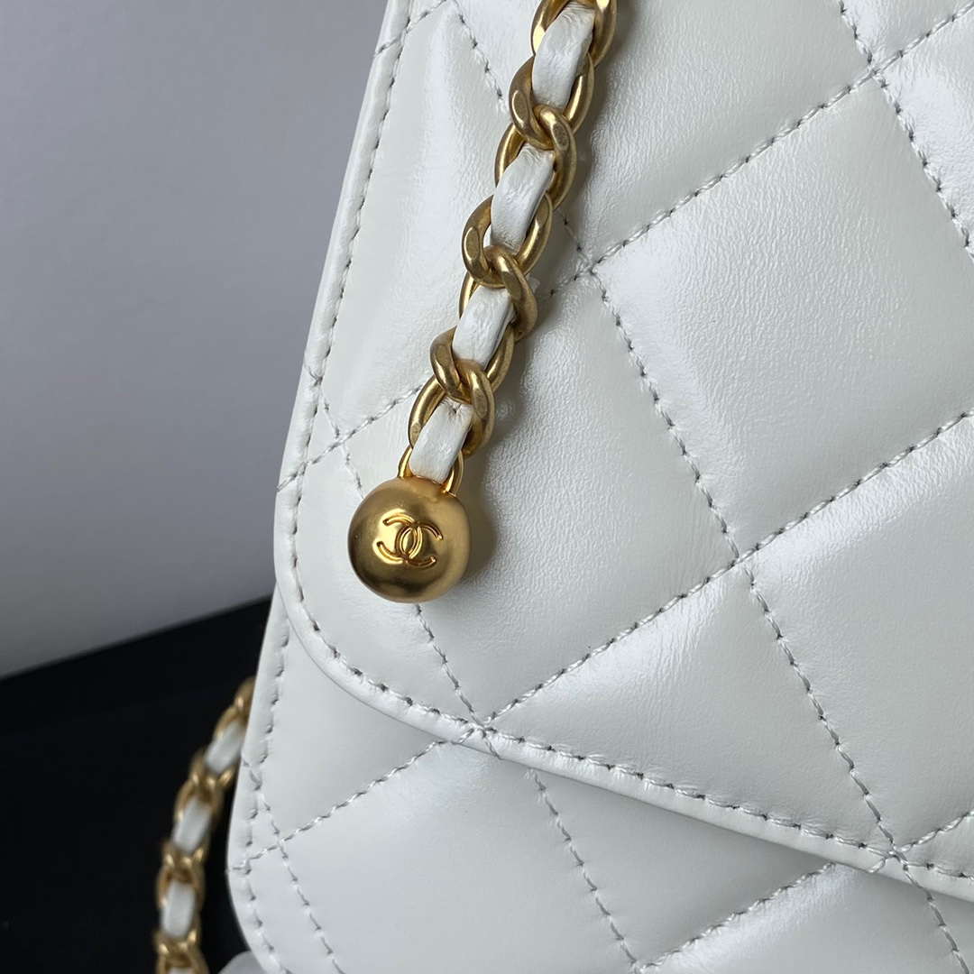 Chanel AS2649 Woc Wallet on Chain with Gold Charm Small Vintage Calfskin Bag White - Default Title - View 5