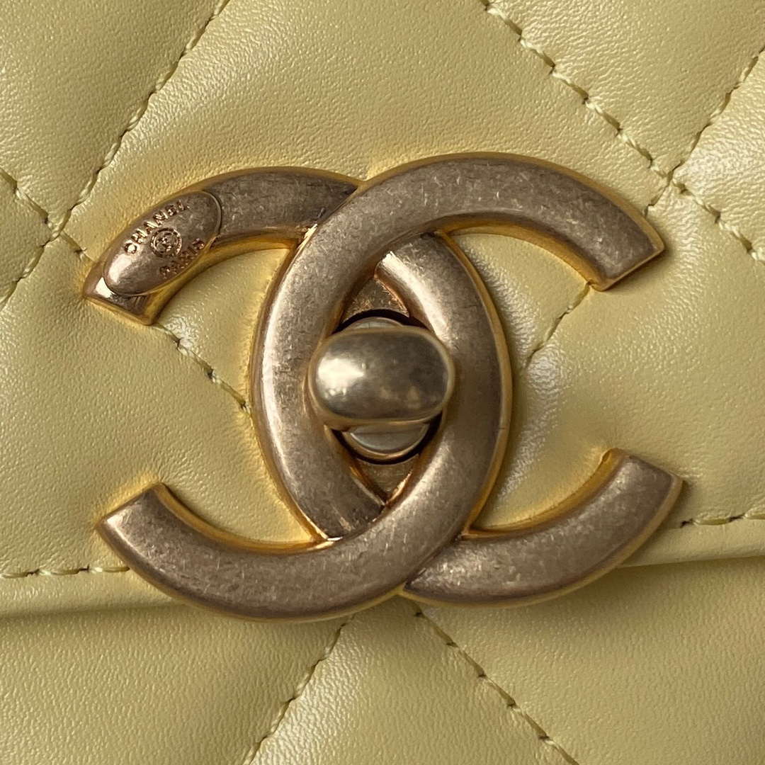 Chanel AS2649 Woc Wallet on Chain with Gold Charm Small Vintage Calfskin Bag Yellow - Default Title - View 3