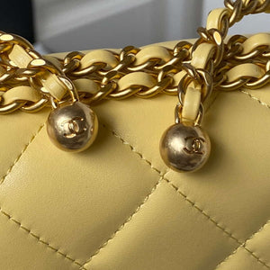 Chanel AS2649 Woc Wallet on Chain with Gold Charm Small Vintage Calfskin Bag Yellow - Default Title - View 4