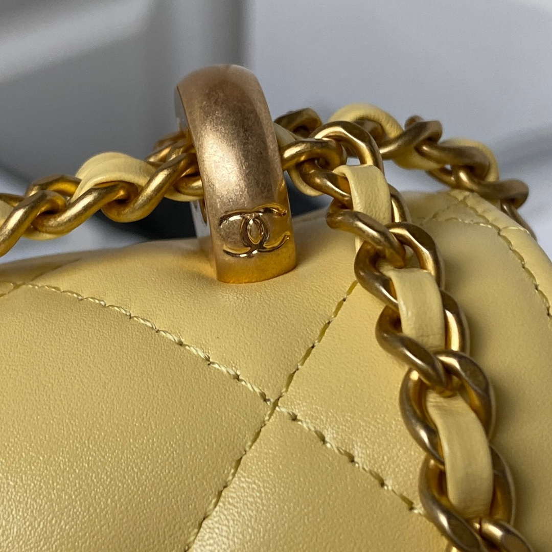 Chanel AS2649 Woc Wallet on Chain with Gold Charm Small Vintage Calfskin Bag Yellow - Default Title - View 5