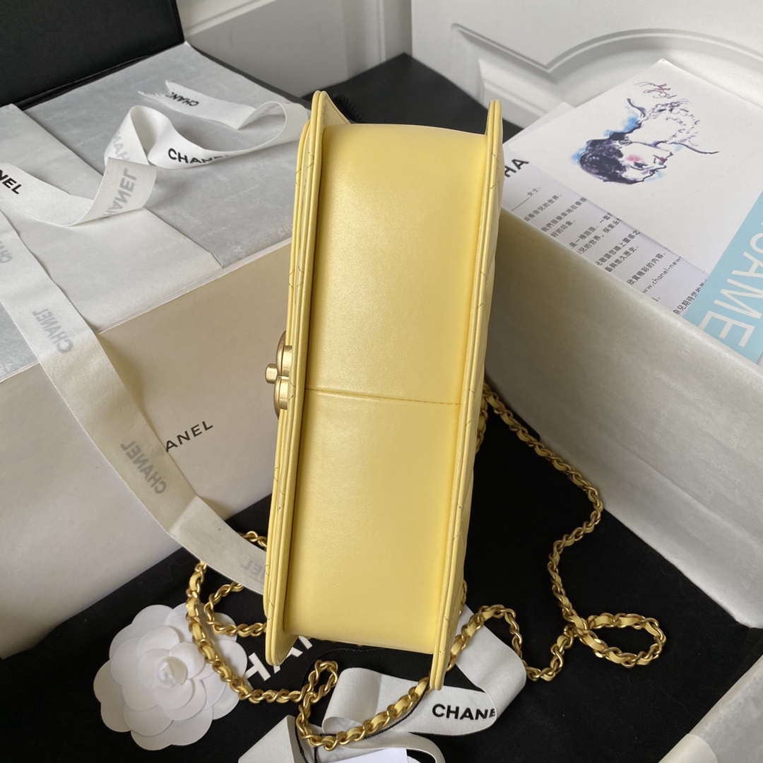 Chanel AS2649 Woc Wallet on Chain with Gold Charm Small Vintage Calfskin Bag Yellow - Default Title - View 6