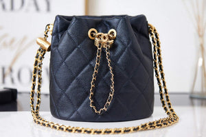 Chanel AS2859 Bucket Bag Shoulder Bag Shiny Grained Calfskin Navy Blue - Default Title - View 2