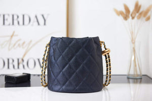 Chanel AS2859 Bucket Bag Shoulder Bag Shiny Grained Calfskin Navy Blue - Default Title - View 4