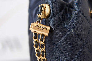 Chanel AS2859 Bucket Bag Shoulder Bag Shiny Grained Calfskin Navy Blue - Default Title - View 5