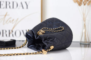 Chanel AS2859 Bucket Bag Shoulder Bag Shiny Grained Calfskin Navy Blue - Default Title - View 6