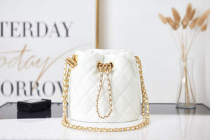 Chanel AS2859 Bucket Bag Shoulder Bag Shiny Grained Calfskin White - Default Title - View 1
