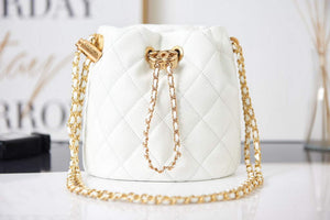 Chanel AS2859 Bucket Bag Shoulder Bag Shiny Grained Calfskin White - Default Title - View 2