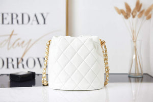 Chanel AS2859 Bucket Bag Shoulder Bag Shiny Grained Calfskin White - Default Title - View 4