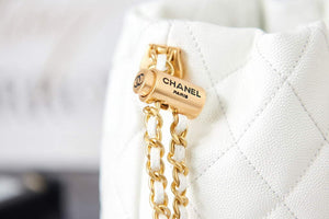 Chanel AS2859 Bucket Bag Shoulder Bag Shiny Grained Calfskin White - Default Title - View 5