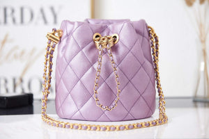Chanel AS2859 Bucket Bag Shoulder Bag Shiny Grained Calfskin Purple - Default Title - View 2