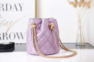 Chanel AS2859 Bucket Bag Shoulder Bag Shiny Grained Calfskin Purple - Default Title - View 3