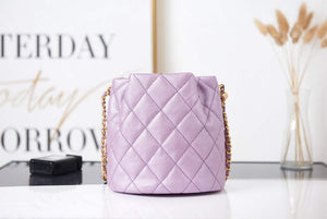 Chanel AS2859 Bucket Bag Shoulder Bag Shiny Grained Calfskin Purple - Default Title - View 4